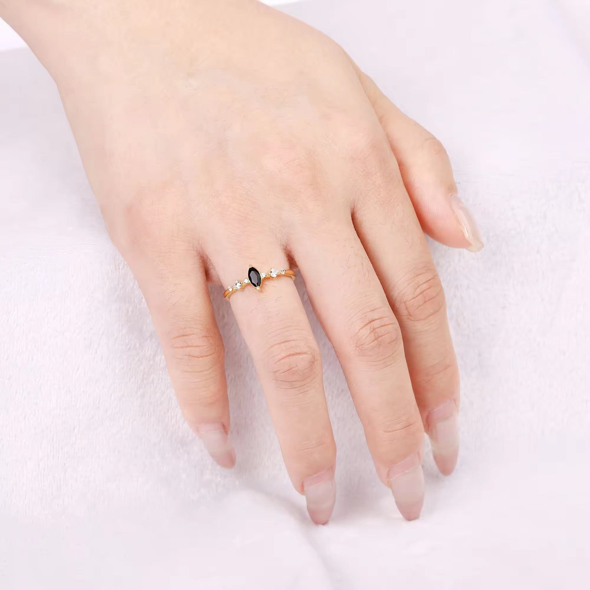 Ava Black Onyx Ring Gold