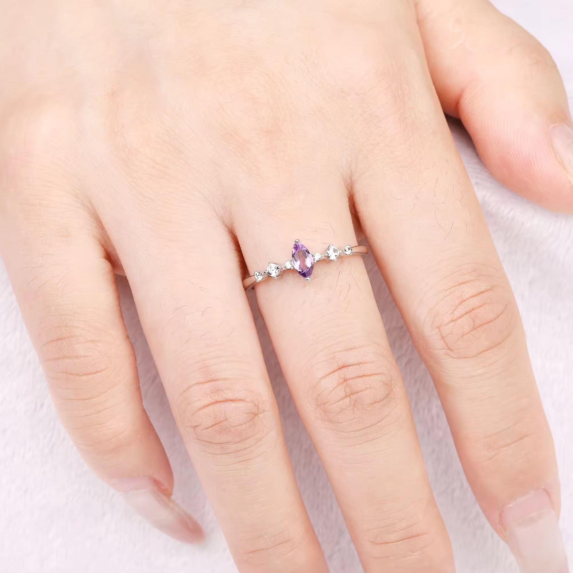 Ava Amethyst Ring Sterling Silver