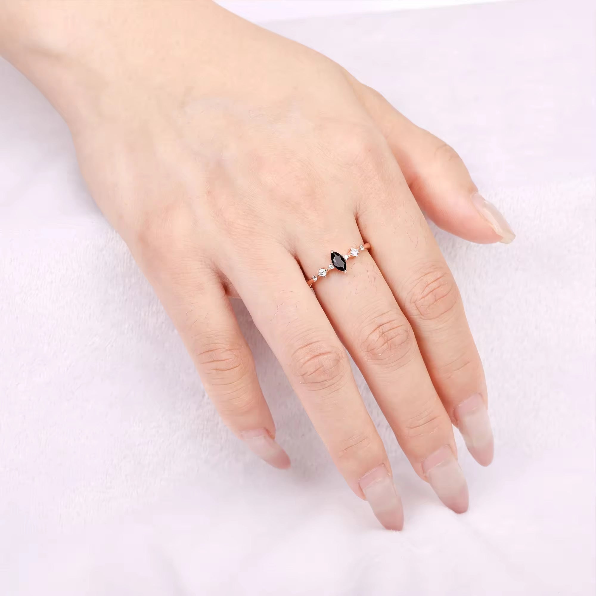 Ava Black Onyx Ring Rose Gold