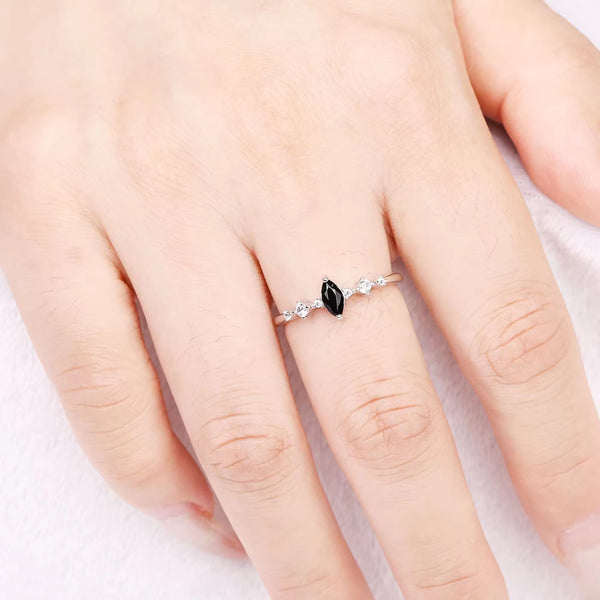 Ava Black Onyx Ring Sterling Silver