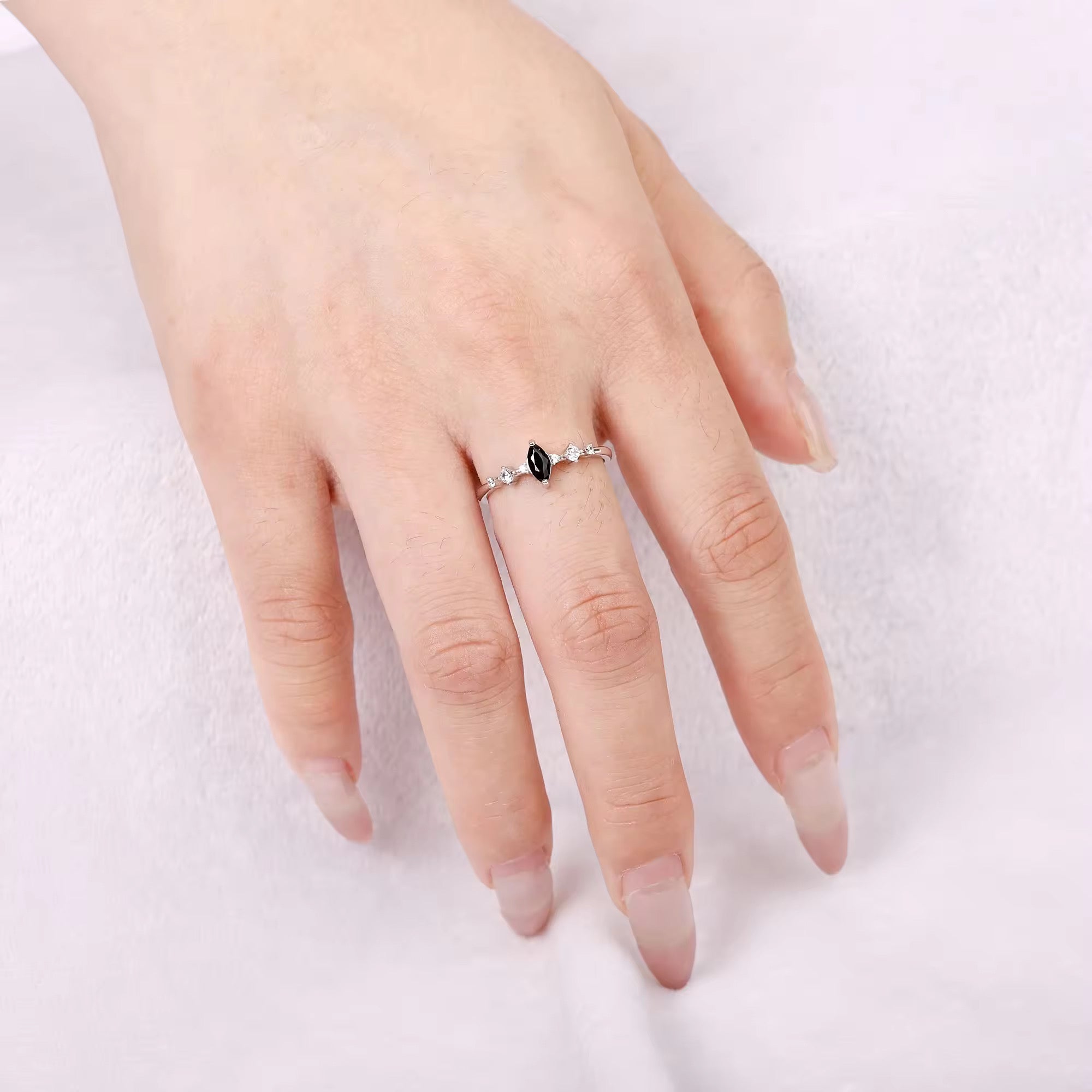Ava Black Onyx Ring Sterling Silver