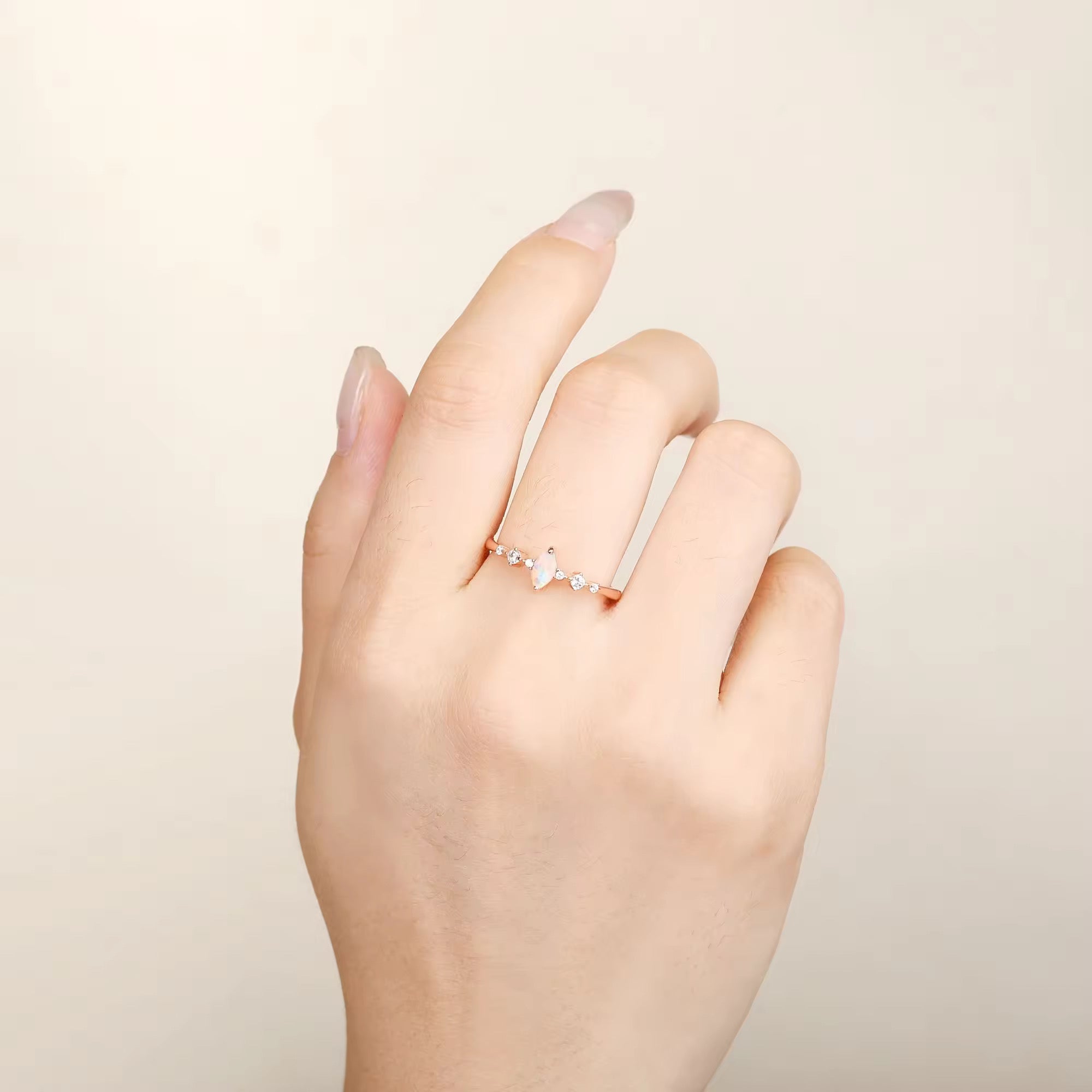 Ava Opal Ring Rose Gold