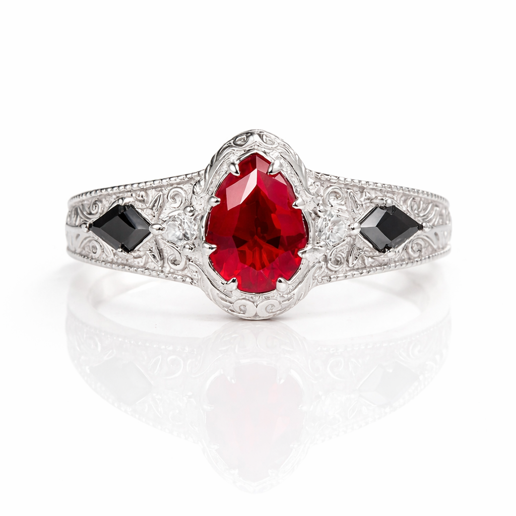 Carmilla Ruby & Moissanite Black Onyx Ring