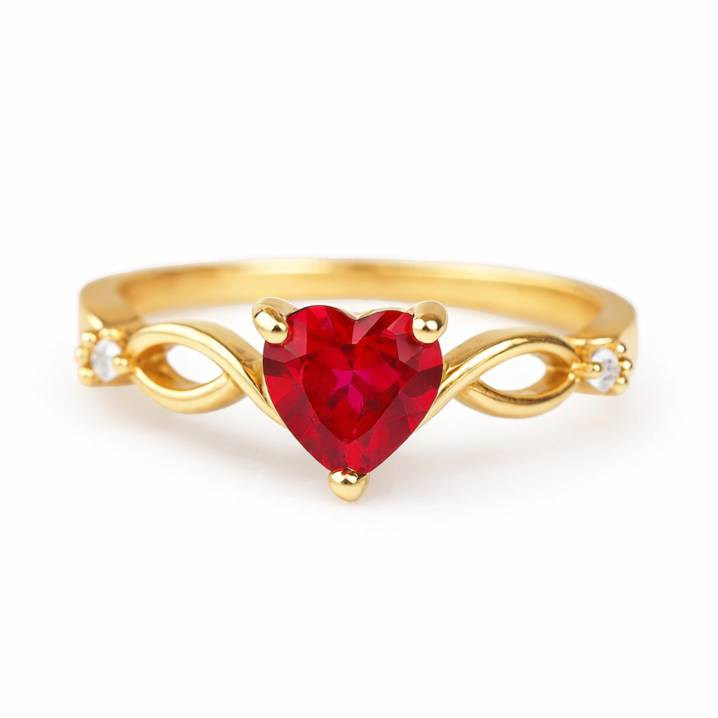 Lei Ruby Heart Ring Gold