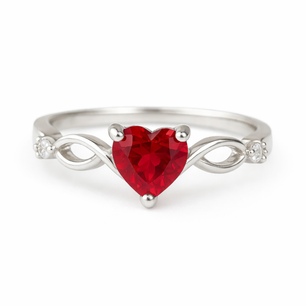 Lei Ruby Heart Ring Sterling Silver