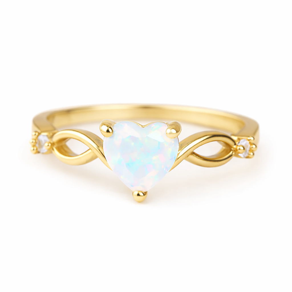 Lei Opal Heart Ring Gold