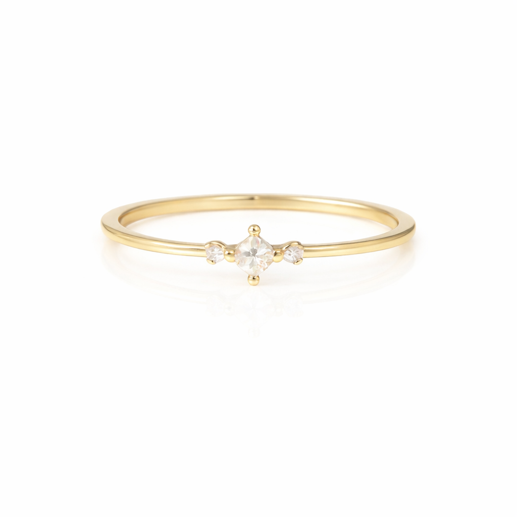 Koi Moissanite Dainty Ring Gold