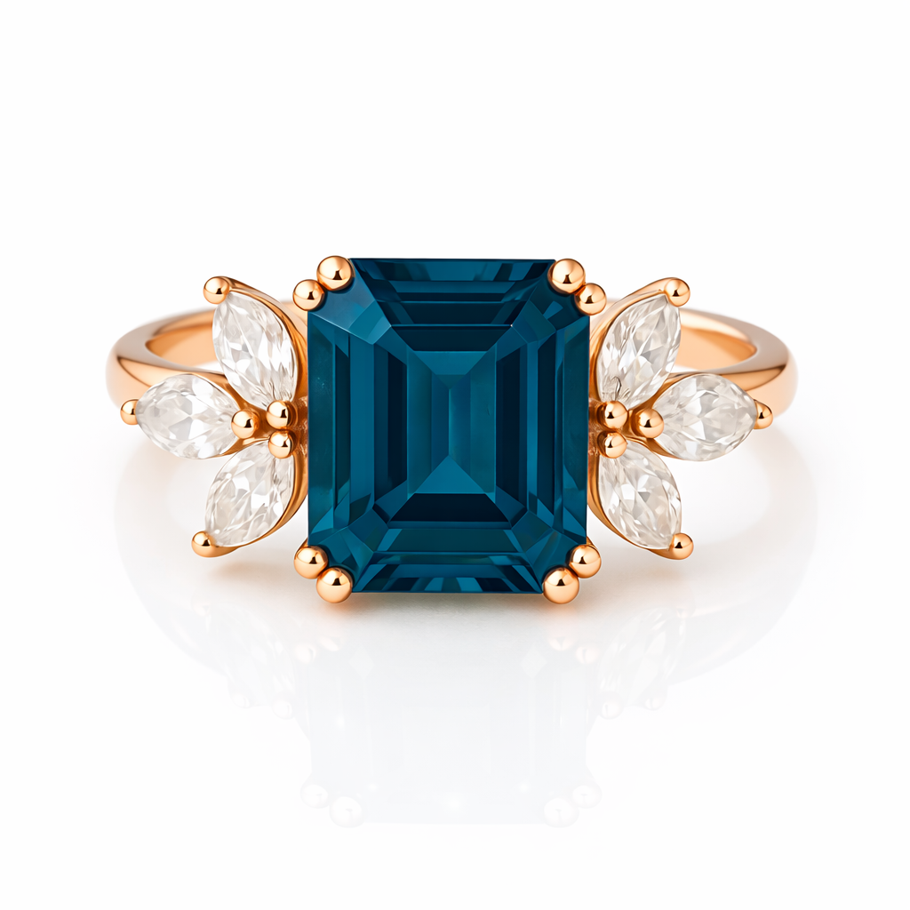 Ivy London Blue Topaz Ring Rose Gold