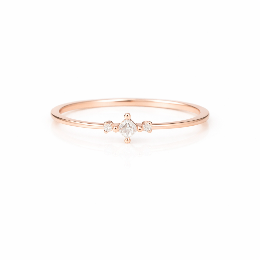 Koi Moissanite Dainty Ring Rose Gold