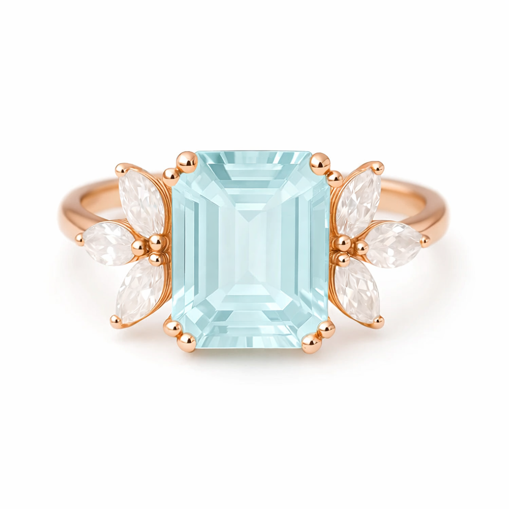 Ivy Aquamarine Ring Rose Gold