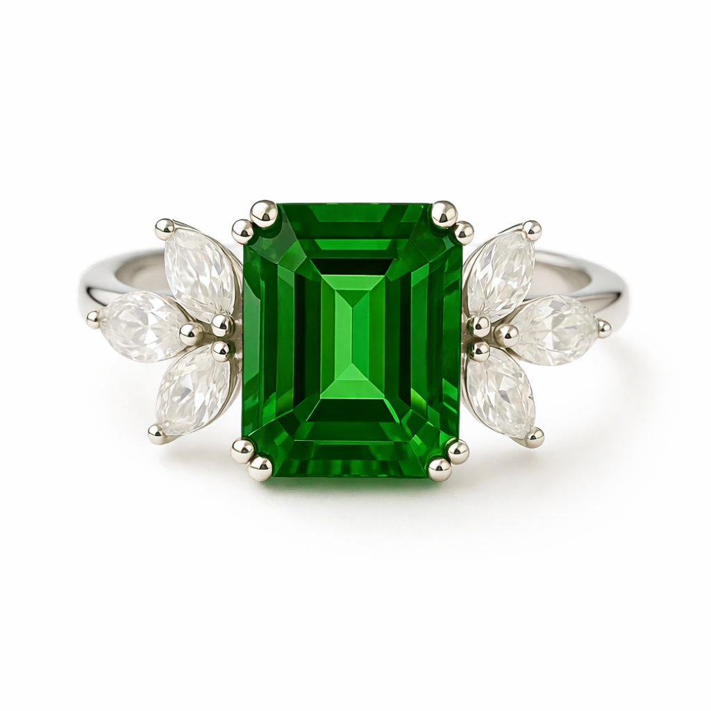 Ivy Emerald Ring Sterling Silver