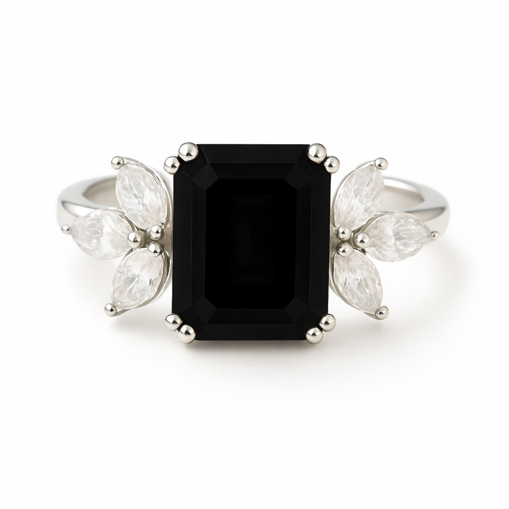 Ivy Black Onyx Ring Sterling Silver