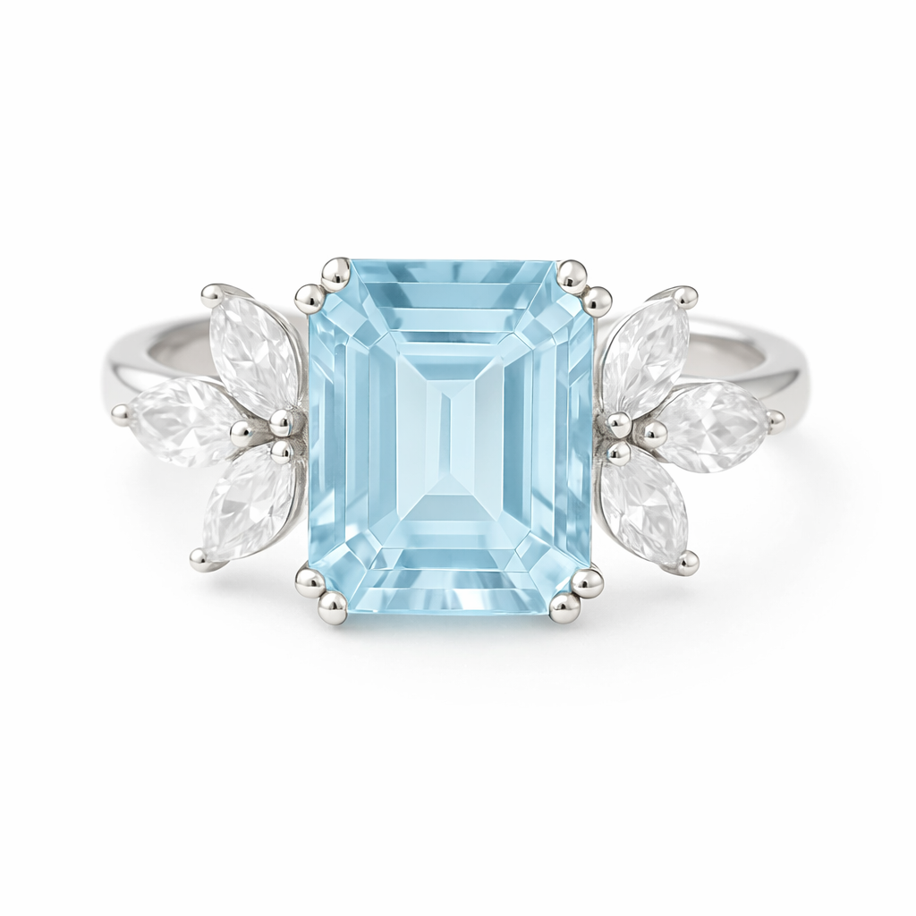 Ivy Aquamarine Ring Sterling Silver