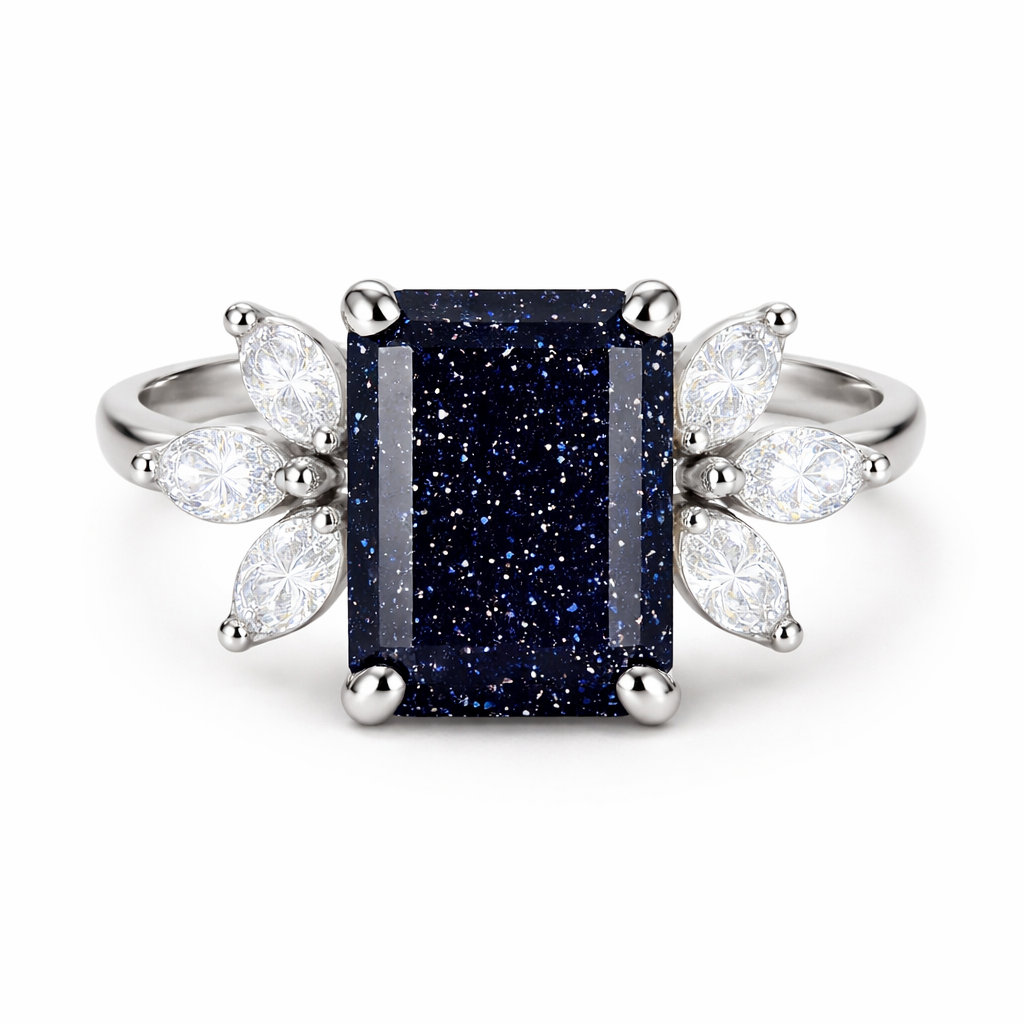 Ivy Blue Sandstone Ring Sterling Silver