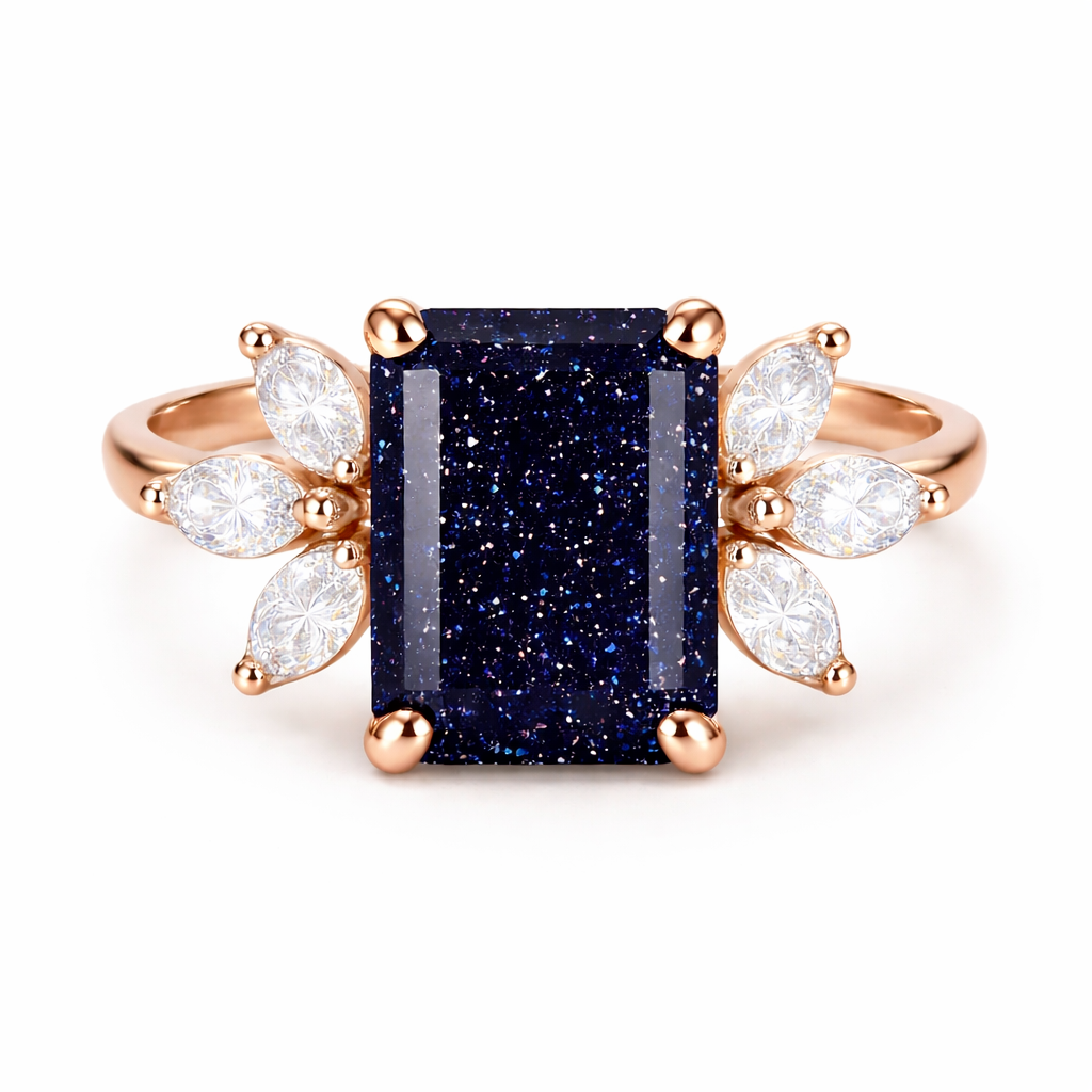 Ivy Blue Sandstone Ring Rose Gold