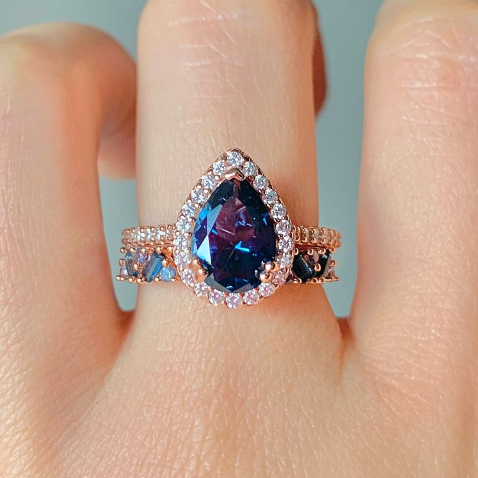 Nia & Jni London Blue Topaz Ring Set