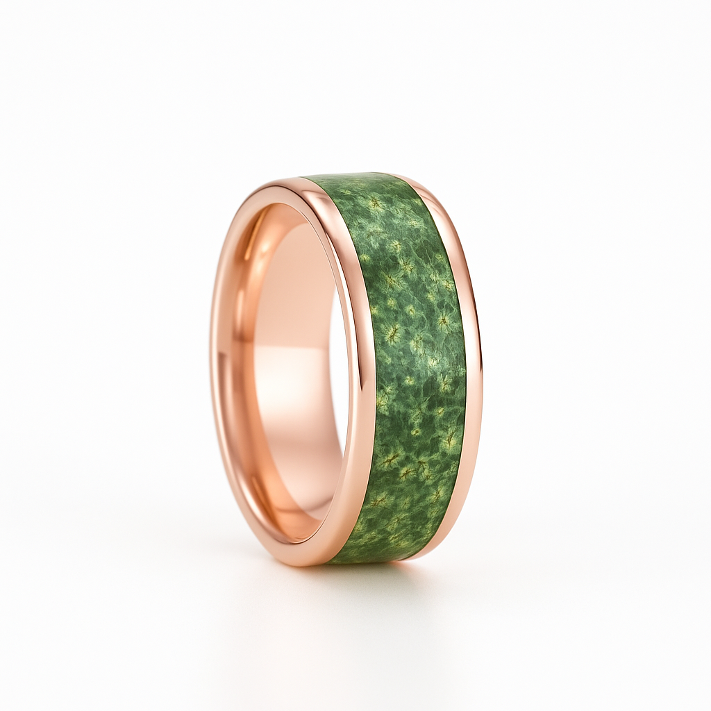 Paul Green Moss Agate Men's Band Rose Gold