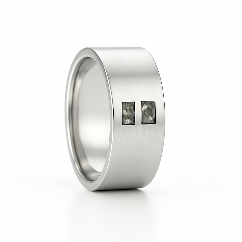 David Green Moss Agate Men's Band Rose Gold