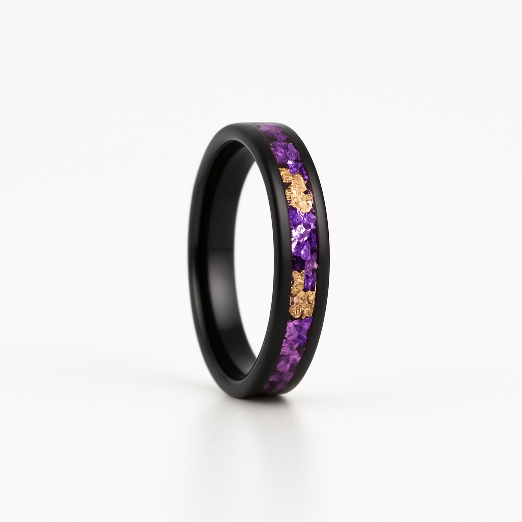 Mensi Natural Alexandrite and 14K Gold Leaf Wedding Band