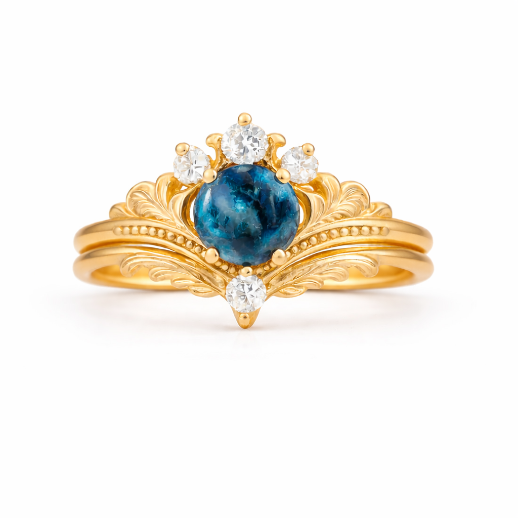 Ashla London Blue Topaz Ring Set Gold