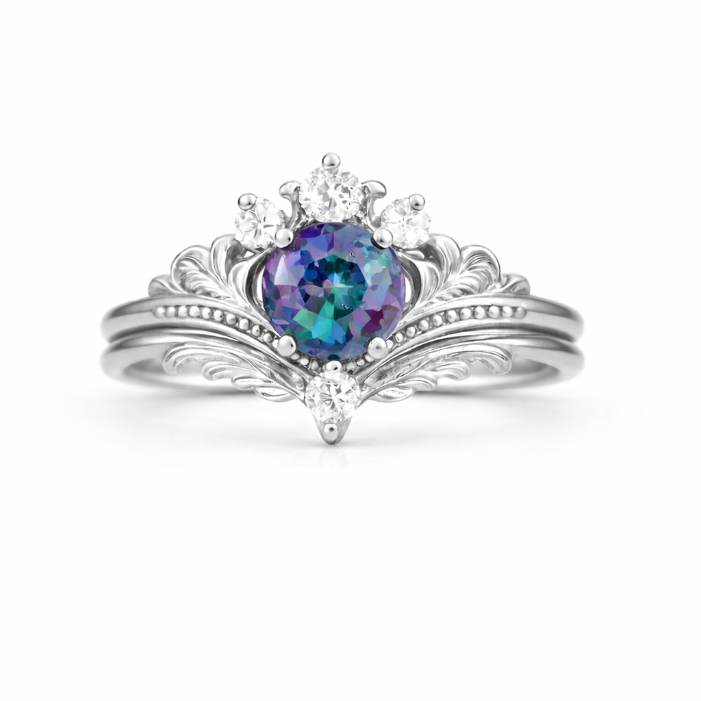 Ashla Alexandrite Ring Set Sterling Silver