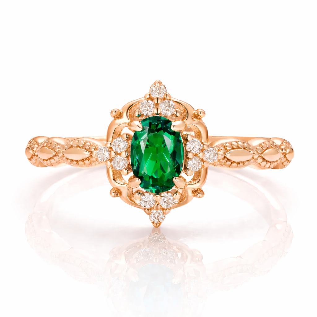 Fia Emerald Ring Rose Gold