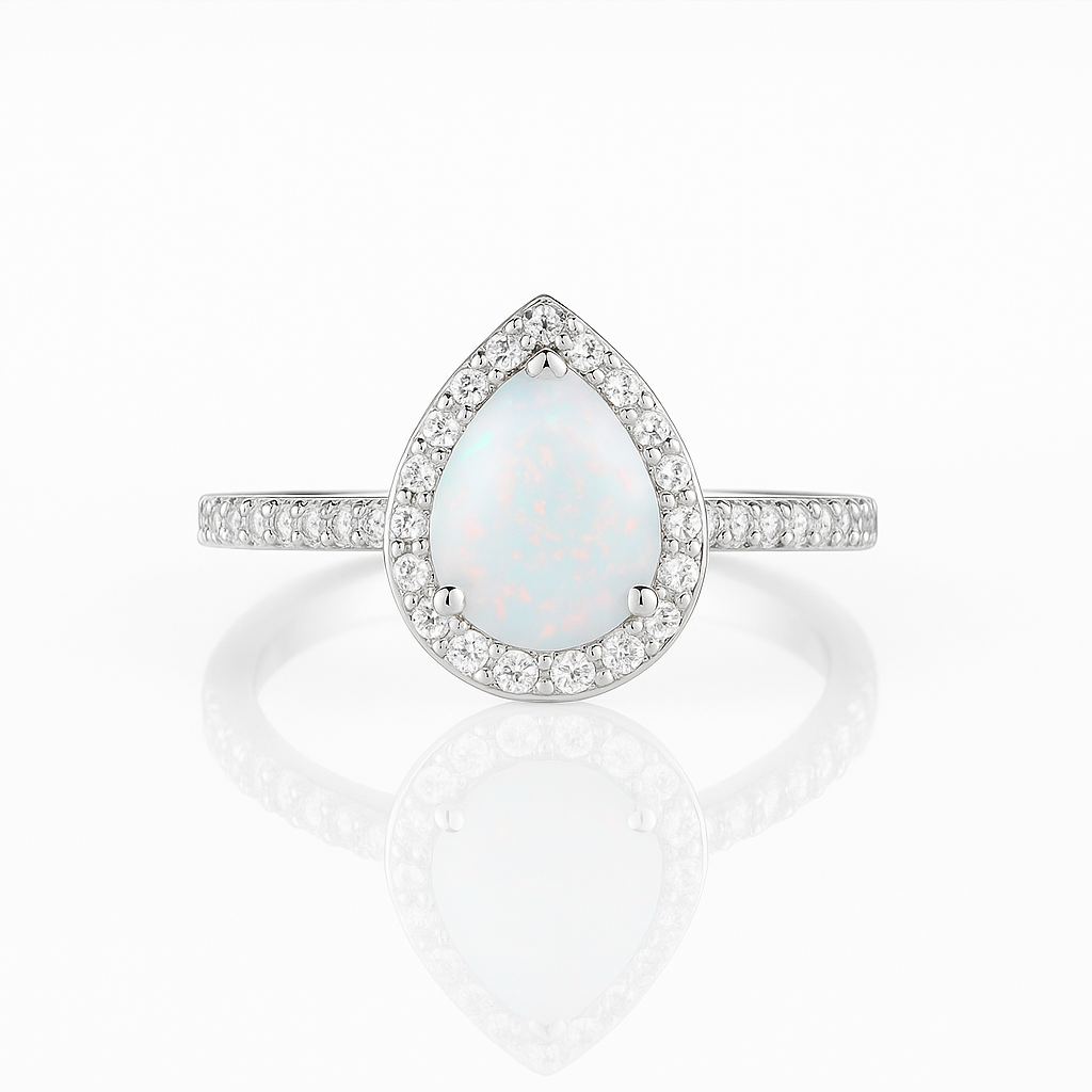 Nia White Fire Opal Ring Sterling Silver