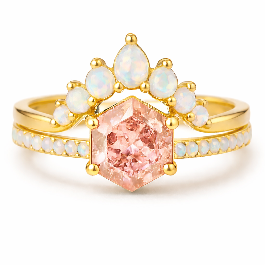 Emma Morganite & Opal Ring Set