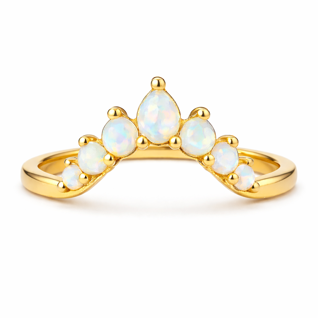 Isa Curved Opal Band Gold