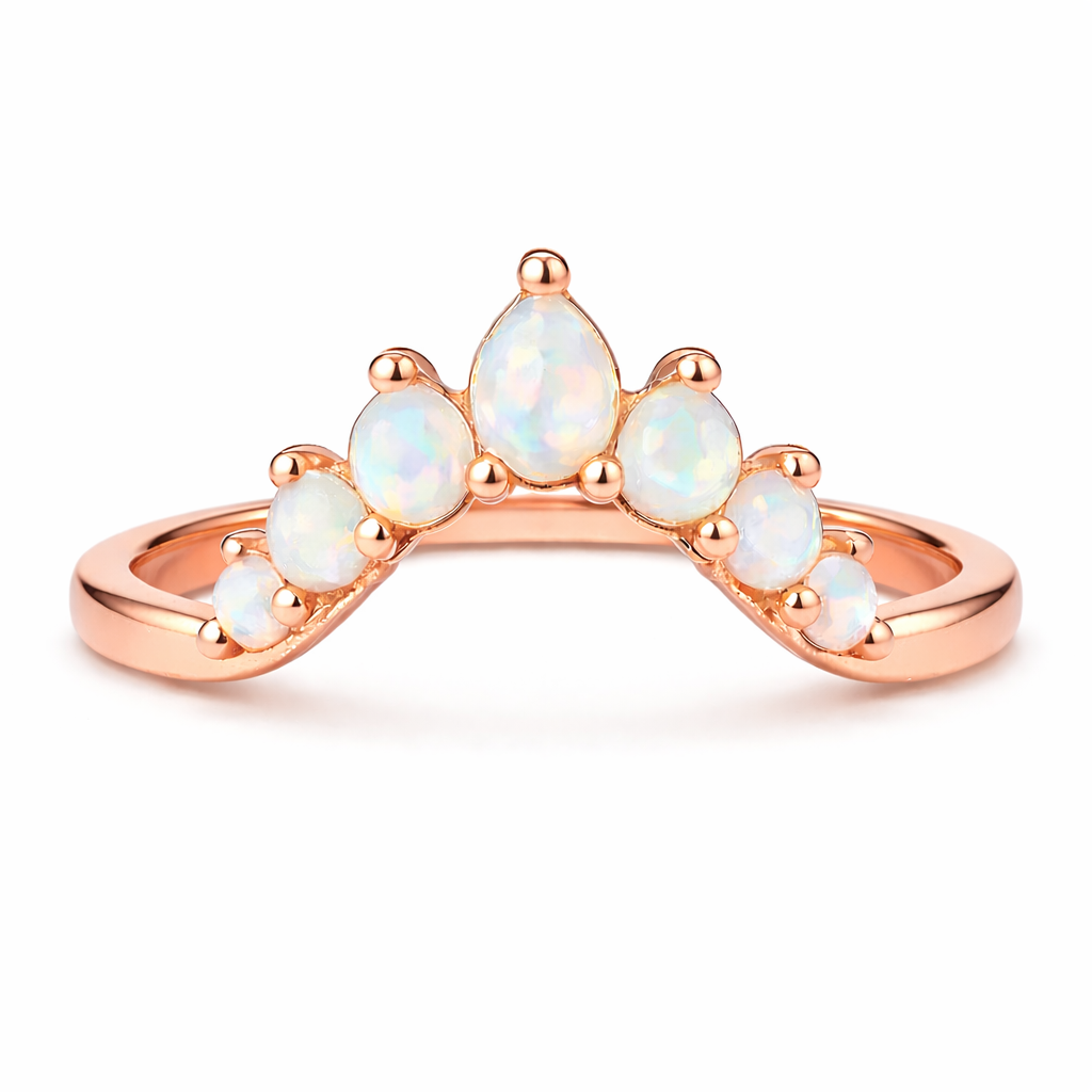 Isa Curved Opal Band Rose Gold