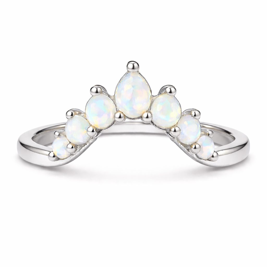 Isa Curved Opal Band Sterling Silver