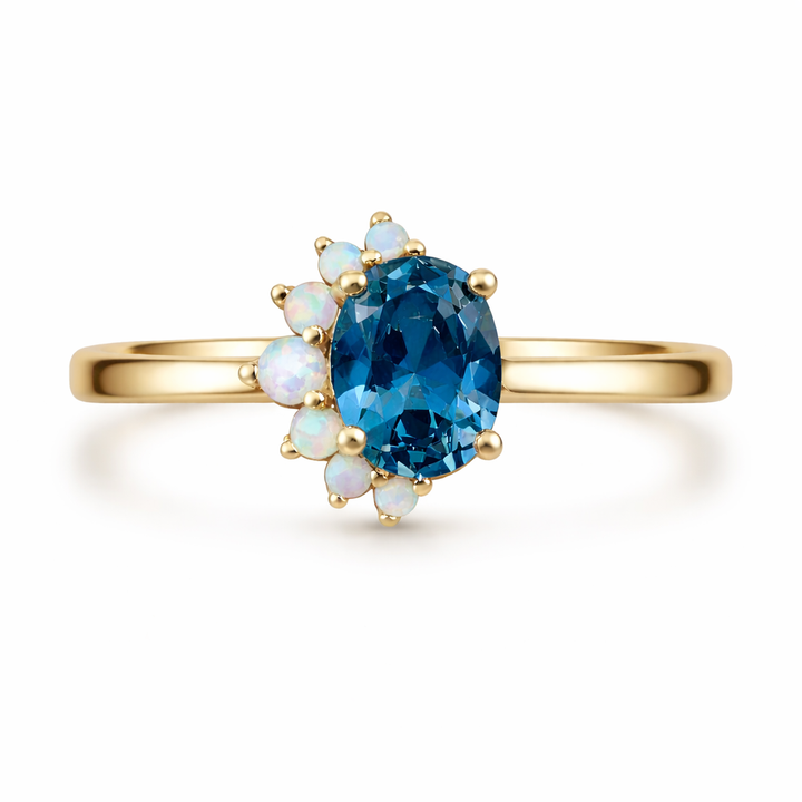 Ari London Blue Topaz and Opal Ring