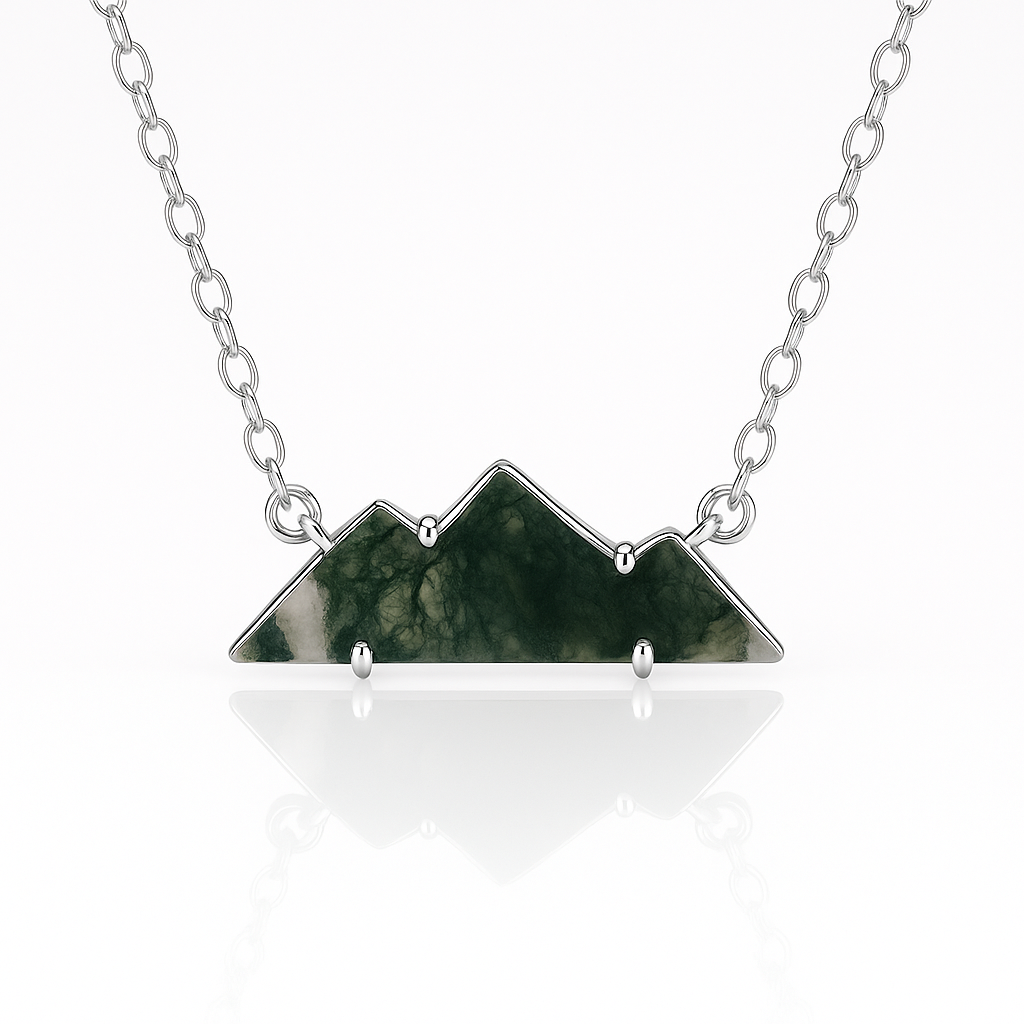 Clara Mountain Moss Agate Necklace Sterling Silver