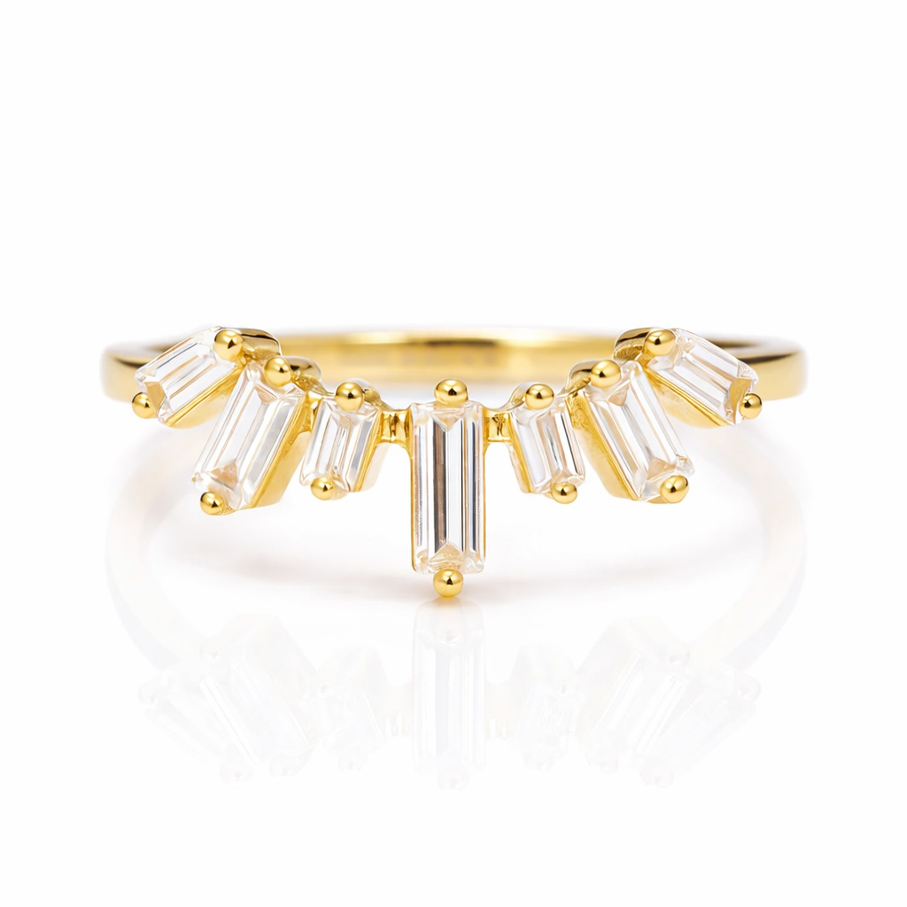 Era Curved Gemstone Stacking Band Sterling Silver