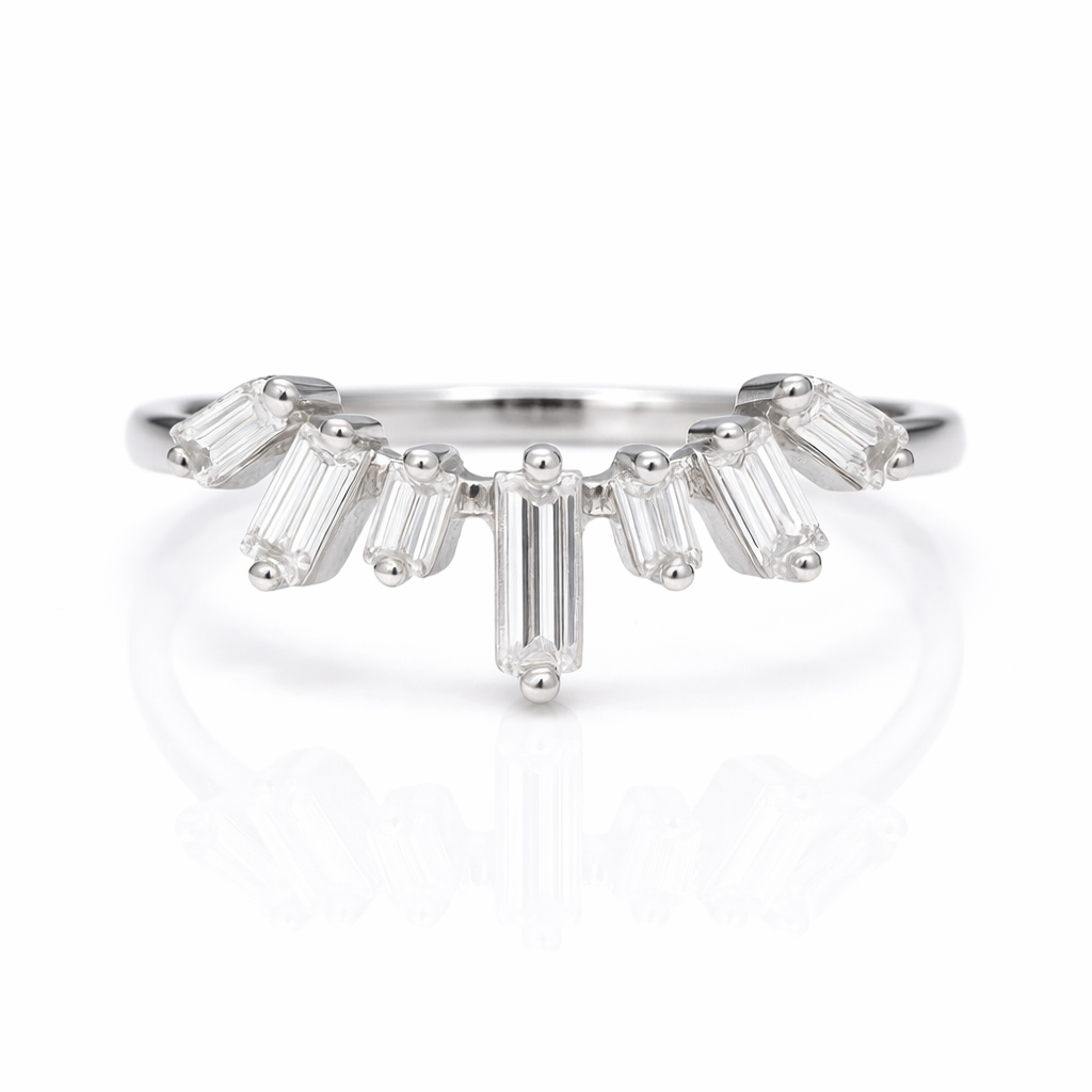 Era Curved Gemstone Stacking Band Sterling Silver