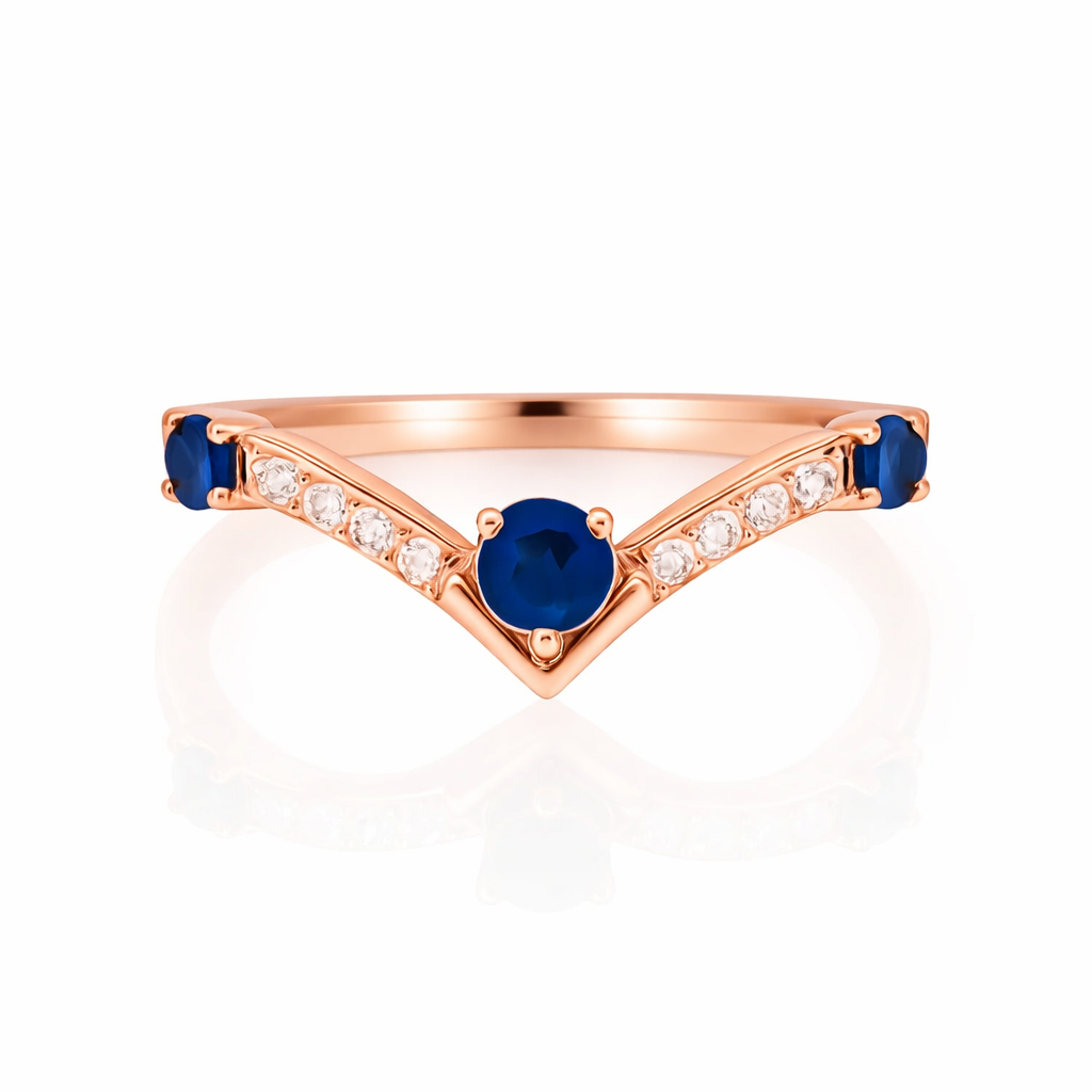 Nesa Curved Wedding Band Sapphire Ring