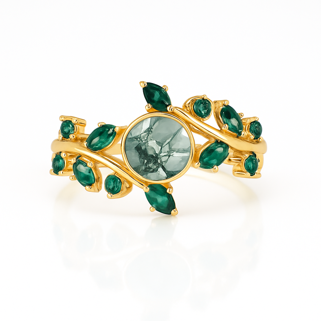 Via Moss Agate Quartz Ring