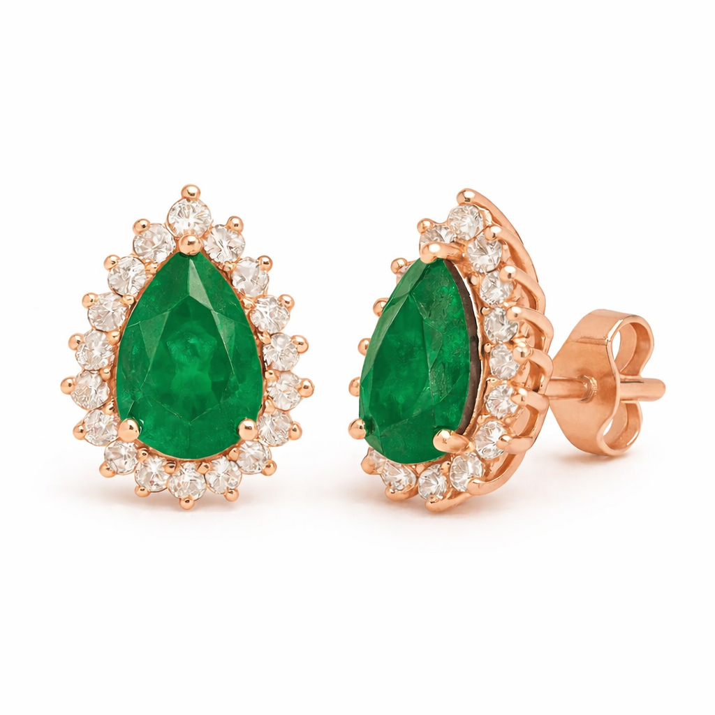 Ina Emerald Earrings Rose Gold