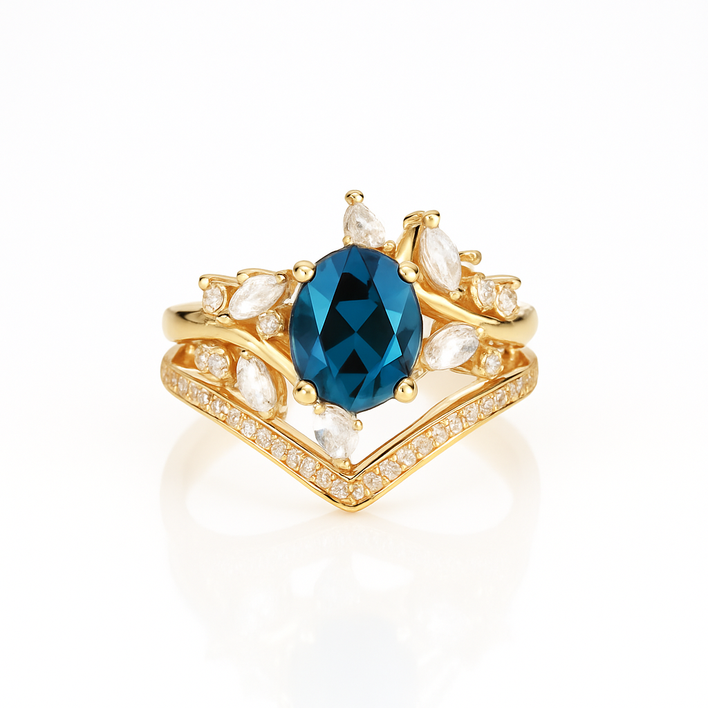 Kherish gold gemstone ring displayed on a clean white background