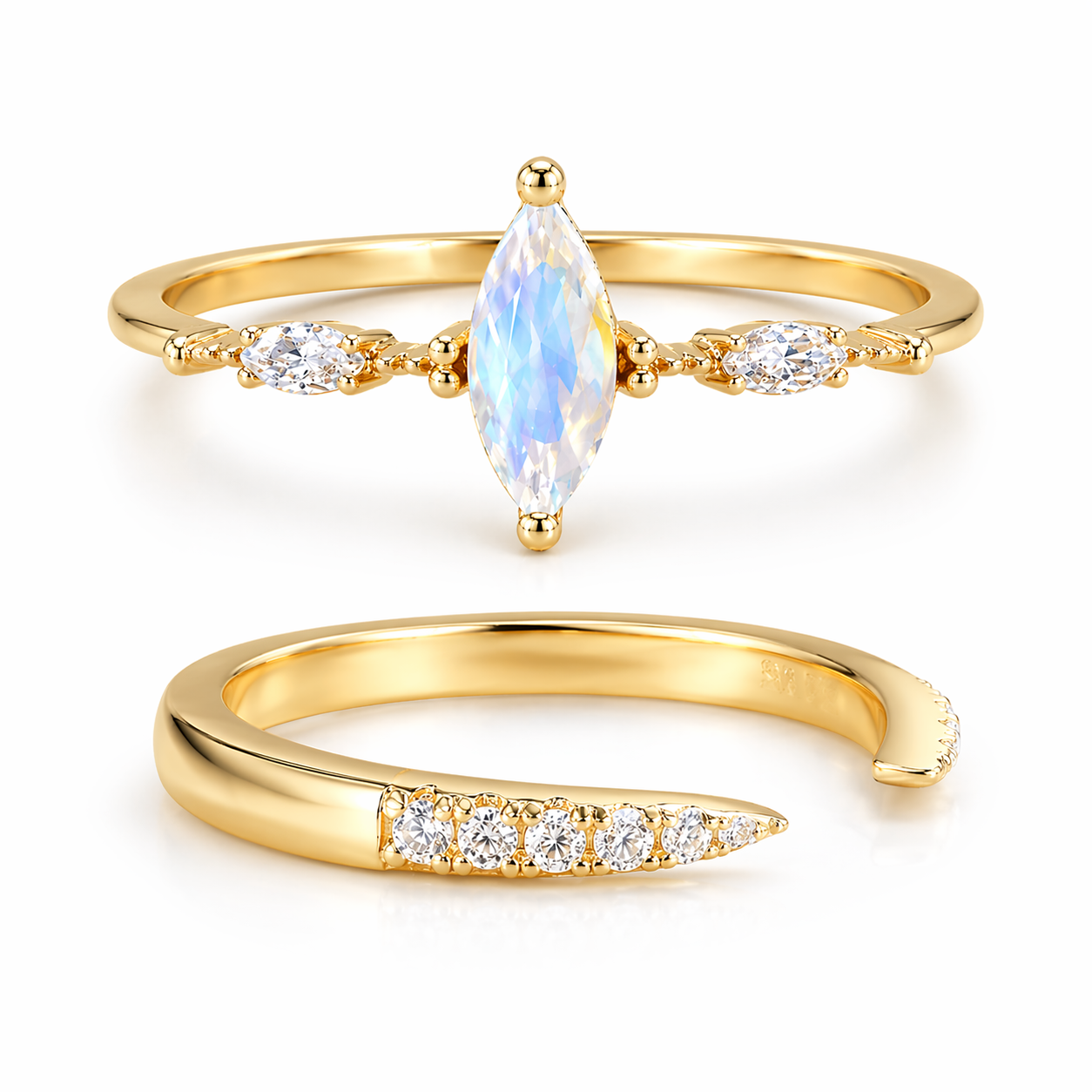 Esi & Aya Moonstone Ring Set