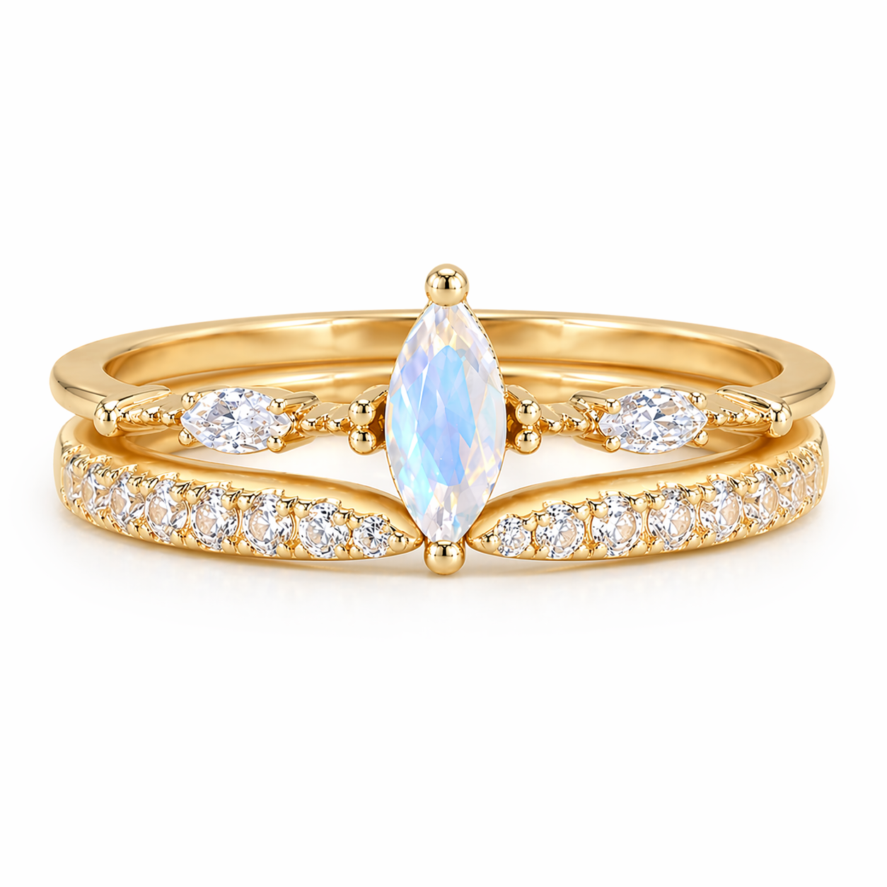 Esi & Aya Moonstone Ring Set