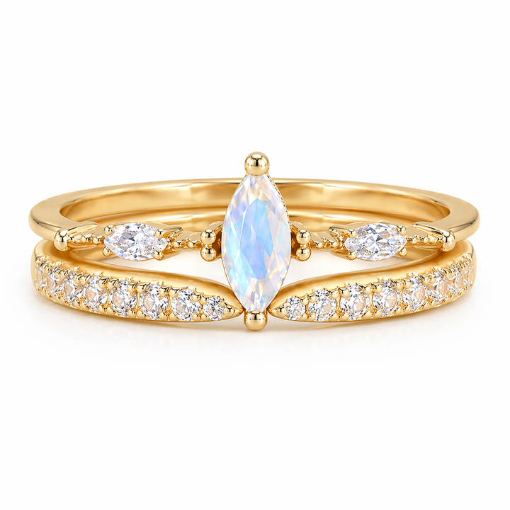 Esi and Aya Moonstone Ring Set