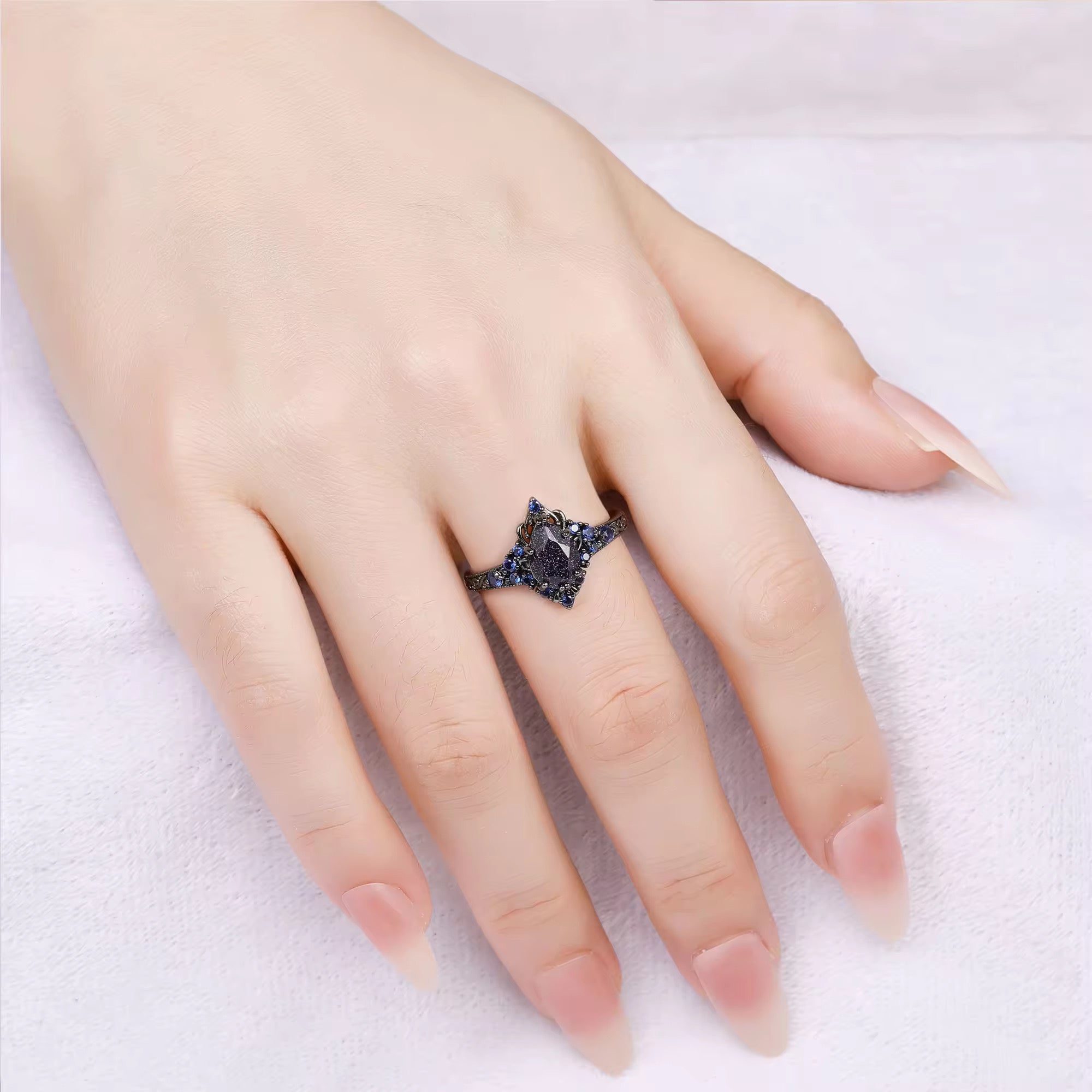 Aphrodite Sandstone Black Gold Ring