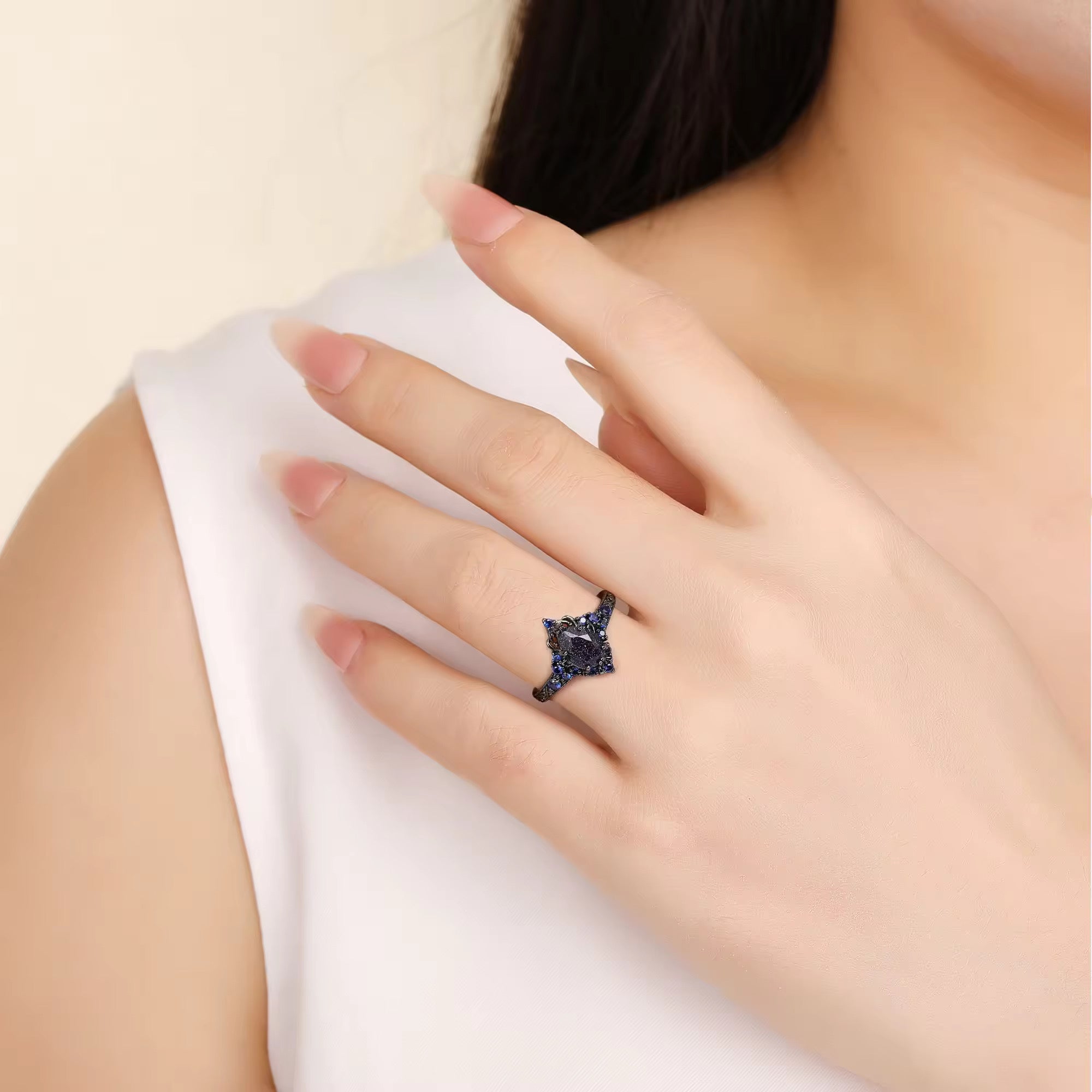Aphrodite Sandstone Black Gold Ring