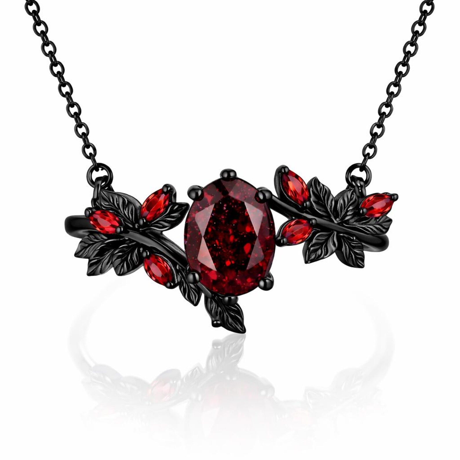 Francesca Garden Garnet Black Necklace