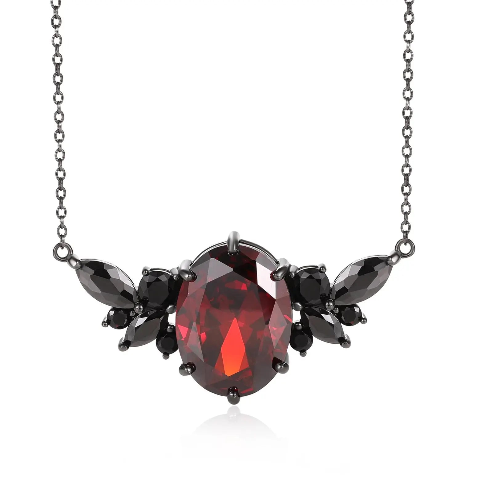 Lilly Gothic Garnet Black Onyx Necklace