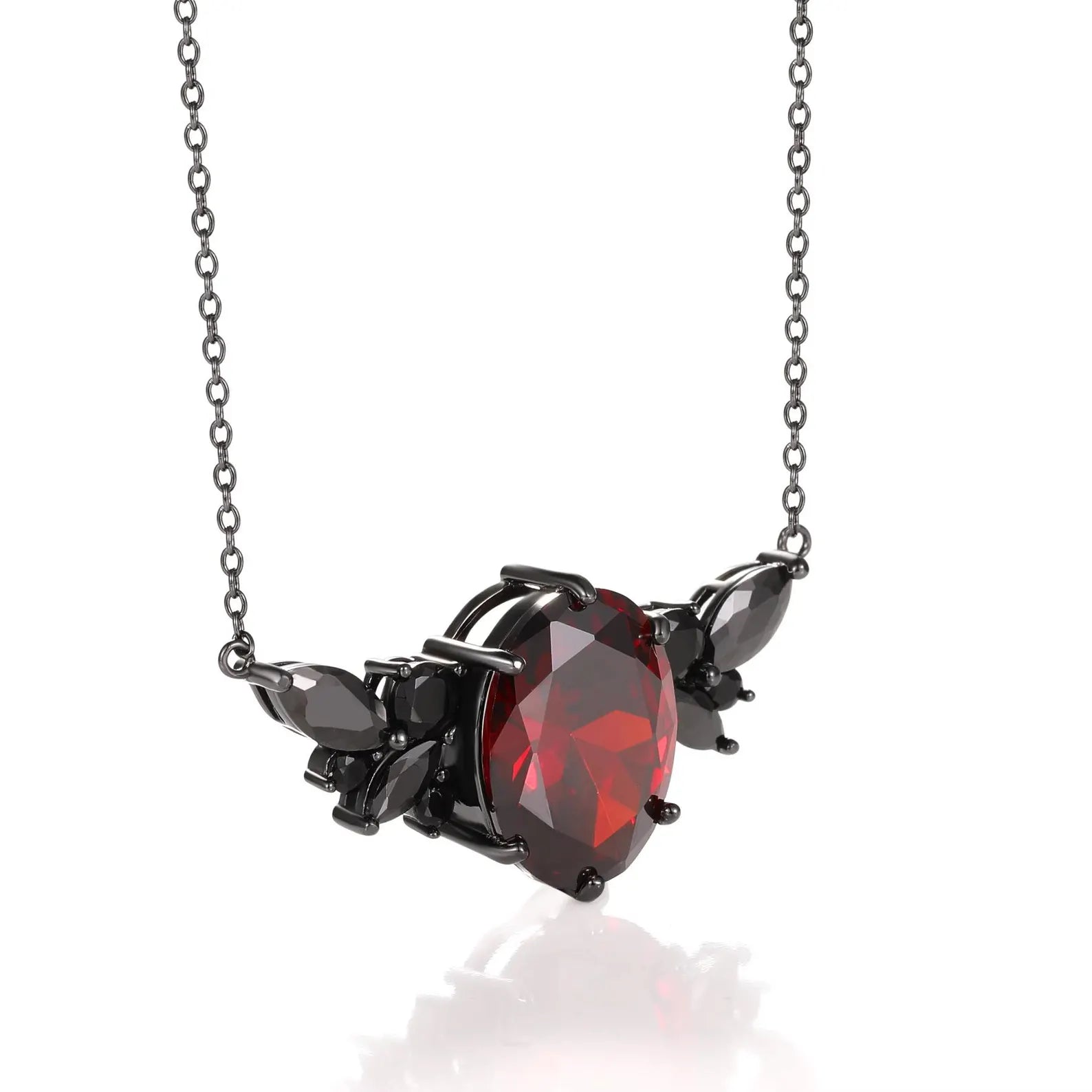 Lilly Gothic Garnet Black Onyx Necklace