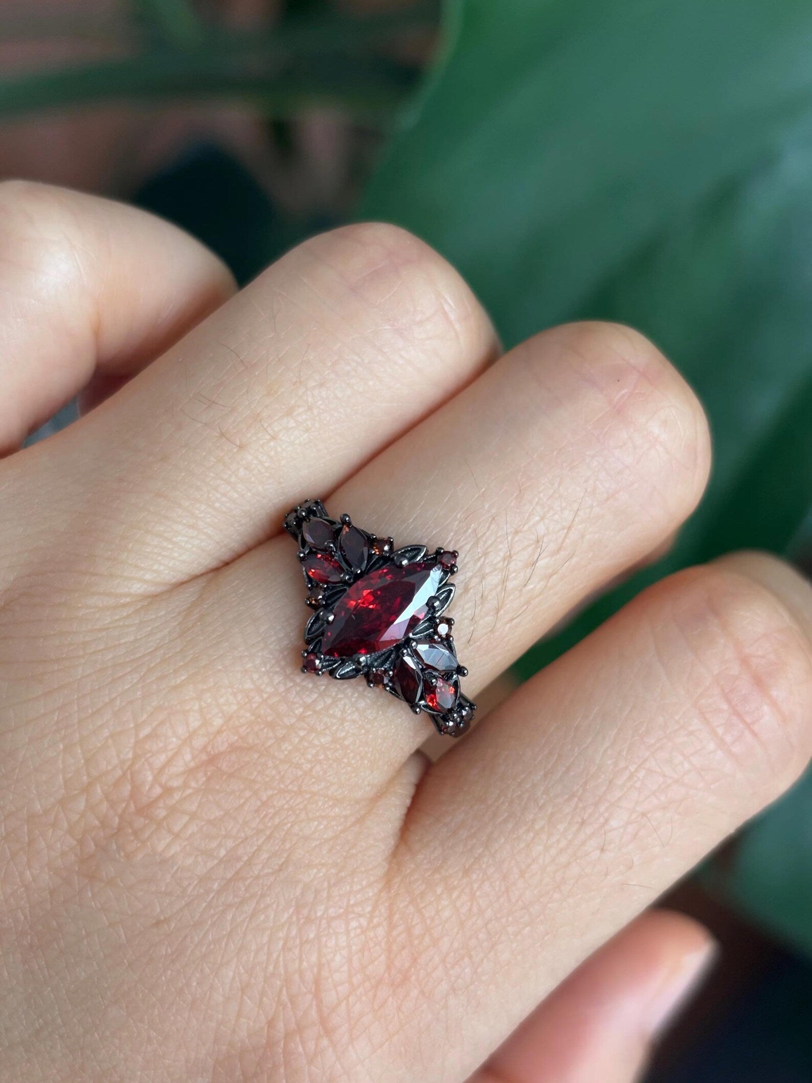 Deanna Natural Garnet Fire Burst Ring