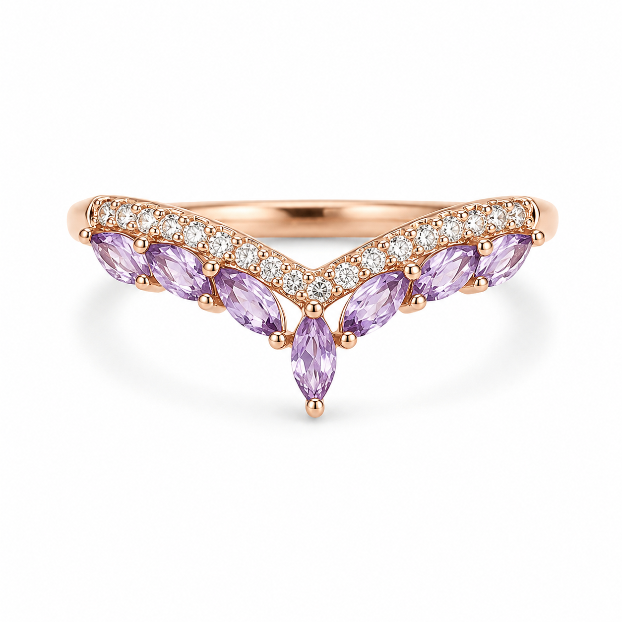 Karma Curved Amethyst Stacking Band