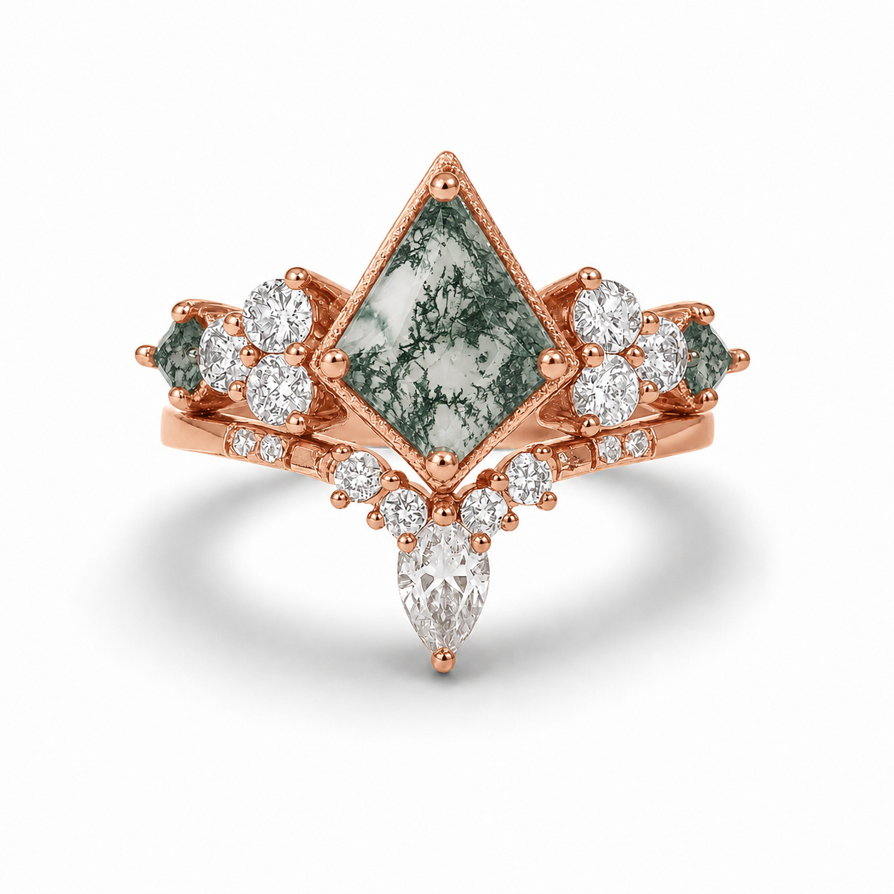 Kya Moss Agate Quartz Ring Set Sterling Silver